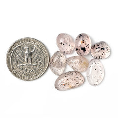 Pink Dot Rutile Smooth Cabochons | Rare Freeform Gems with Natural Inclusions - 7 pieces