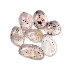 Pink Dot Rutile Smooth Cabochons | Rare Freeform Gems with Natural Inclusions - 7 pieces