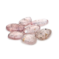 Pink Dot Rutile Rosecut Gemstones | Rare Mix Cabochons with Natural Inclusions - 7 pieces