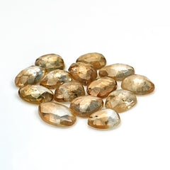 Imperial Topaz Rose Cut Gemstones | Freeform Faceted Cabs for Jewelry Making - 14 Pieces