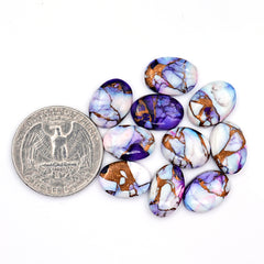 Kingman Purple Dahlia Mohave Turquoise Cabochons | Oval Cut Gemstones for Jewelry - 10 Pieces
