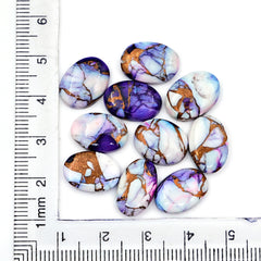 Kingman Purple Dahlia Mohave Turquoise Cabochons | Oval Cut Gemstones for Jewelry - 10 Pieces