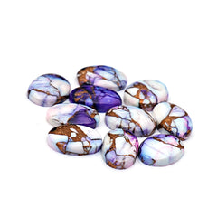 Kingman Purple Dahlia Mohave Turquoise Cabochons | Oval Cut Gemstones for Jewelry - 10 Pieces