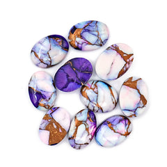 Kingman Purple Dahlia Mohave Turquoise Cabochons | Oval Cut Gemstones for Jewelry - 10 Pieces