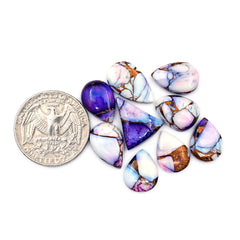 Kingman Purple Dahlia Mohave Turquoise Cabochons | Mix Shape Gemstones for Jewelry - 9 Pieces