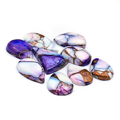 Kingman Purple Dahlia Mohave Turquoise Cabochons | Mix Shape Gemstones for Jewelry - 9 Pieces