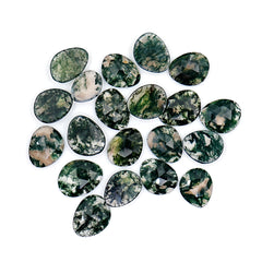 Moss Agate Freeform Rose Cut Cabochons | Nature Inspired Gemstone for Jewelry Making - 20 Pieces