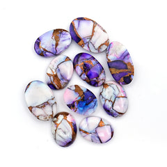 Kingman Purple Dahlia Mohave Turquoise Cabochons | Mix Shape Gemstones for Jewelry - 10 Pieces