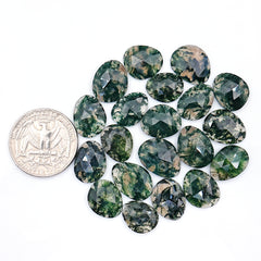 Moss Agate Freeform Rose Cut Cabochons | Nature Inspired Gemstone for Jewelry Making - 20 Pieces