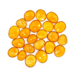 Yellow Chalcedony Rosecut Freeform | Deep Yellow Faceted Cabochon for Jewelry Making - 22 Pieces