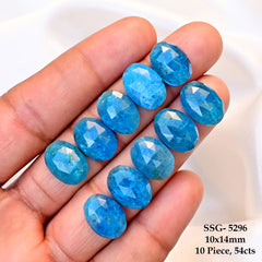 Neon Apatite Doubet Rose Cut Cabochons | Blue Color Gemstone for Jewelry Making - 10 Piece