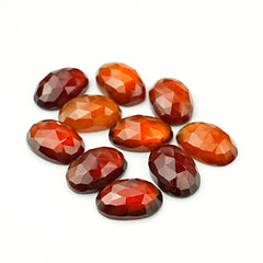 Hessonite Garnet Rose Cut Cabochons | Fiery Cinnamon Gemstone for Jewelry Making - 10 Pieces