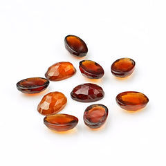 Hessonite Garnet Rose Cut Cabochons | Fiery Cinnamon Gemstone for Jewelry Making - 10 Pieces