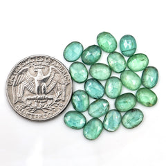 Green Kyanite Rose Cut Cabochons | Faceted Gems for Jewelry Making - 20 pieces