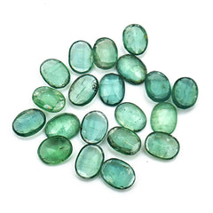 Green Kyanite Rose Cut Cabochons | Faceted Gems for Jewelry Making - 20 pieces