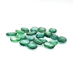 Green Kyanite Rose Cut Cabochons | Faceted Gems for Jewelry Making - 20 pieces