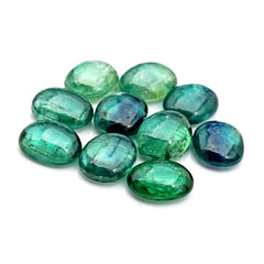 Green Kyanite Gemstone Cabochon | Smooth Oval Cut Gemstones With Flat Back - 10 Pieces