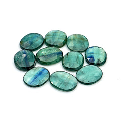 Rose Cut Emerald Green Kyanite | Oval Cut Earthy Elegance Gems in Every Facet - 10 Pieces