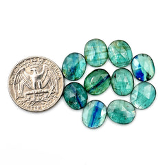 Rose Cut Emerald Green Kyanite | Oval Cut Earthy Elegance Gems in Every Facet - 10 Pieces