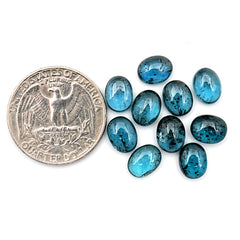 Teal Moss Kyanite Smooth Cabochons | Oval Cut Gemstones For Jewelry Making - 10 Pieces