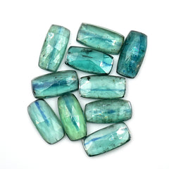 Rose Cut Emerald Green Kyanite Gemstone | Earthy Elegance in Every Facet - 10 Pieces