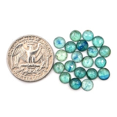 Emerald Green Kyanite Rose Cut Gemstone | Round Cabochons For Jewerly Making - 10 Pieces