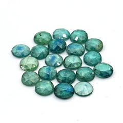 Emerald Green Kyanite Rose Cut Gemstone | Round Cabochons For Jewerly Making - 10 Pieces