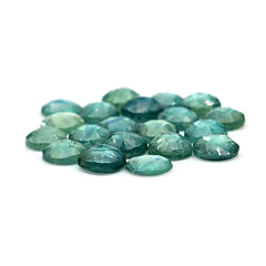 Emerald Green Kyanite Rose Cut Gemstone | Round Cabochons For Jewerly Making - 10 Pieces