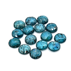 Round Cut Rose Cut Gemstones | Teal Moss Kyanite Gemstone For Jewelry Making - 15 Pieces