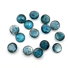 Round Cut Rose Cut Gemstones | Teal Moss Kyanite Gemstone For Jewelry Making - 15 Pieces