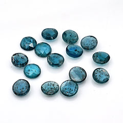 Round Cut Rose Cut Gemstones | Teal Moss Kyanite Gemstone For Jewelry Making - 15 Pieces