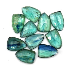Rose Cut Emerald Green Kyanite Gemstone | Cabochon For Making Jewerly- 10 Pieces