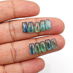 Natural Green Emerald Kyanite Smooth Cabochon | Perfect for Jewelry Making - 10 Pieces