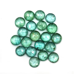 Green Kyanite Rose Cut Cabochons | Faceted Gems for Jewelry Making - 20 pieces