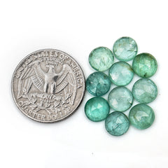 Natural Green Kyanite Rose Cut Cabochons | Faceted Gems for Jewelry Making - 10 pieces