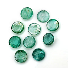 Natural Green Kyanite Rose Cut Cabochons | Faceted Gems for Jewelry Making - 10 pieces