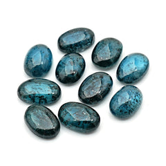 Teal Moss Kyanite Gemstones | Oval Cut Smooth Cabochons For Jewelry - 10 Pieces