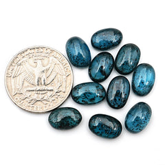 Teal Moss Kyanite Gemstones | Oval Cut Smooth Cabochons For Jewelry - 10 Pieces
