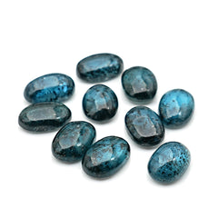 Teal Moss Kyanite Gemstones | Oval Cut Smooth Cabochons For Jewelry - 10 Pieces