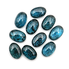 Teal Moss Kyanite Gemstones | Oval Cut Smooth Cabochons For Jewelry - 10 Pieces