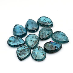 Natural Pear Cut Teal Moss Kyanite Gemstone | Rose Cut Cabochons For Jewelry Making - 10 Pieces