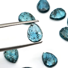 Natural Pear Cut Teal Moss Kyanite Gemstone | Rose Cut Cabochons For Jewelry Making - 10 Pieces