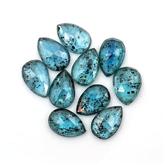 Natural Pear Cut Rose Cut Cabochons | Teal Moss Kyanite Gemstone - 10 Pieces