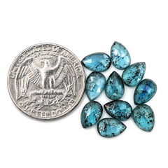 Natural Pear Cut Rose Cut Cabochons | Teal Moss Kyanite Gemstone - 10 Pieces