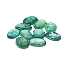 Aqua Green Kyanite Rose Cut Cabochons | Faceted Gems for Jewelry Making - 10 pieces