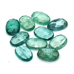 Aqua Green Kyanite Rose Cut Cabochons | Faceted Gems for Jewelry Making - 10 pieces