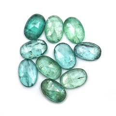 Aqua Green Kyanite Rose Cut Cabochons | Faceted Gems for Jewelry Making - 10 pieces