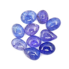 Natural Tanzanite Smooth Cabochons | Flat Back Gemstones for Jewelry Making - 10 Pieces