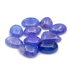 Natural Tanzanite Smooth Cabochons | Flat Back Gemstones for Jewelry Making - 10 Pieces