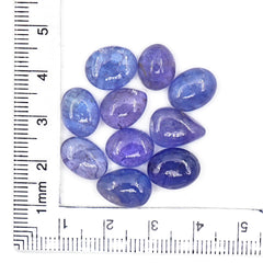 Natural Tanzanite Smooth Cabochons | Flat Back Gemstones for Jewelry Making - 10 Pieces